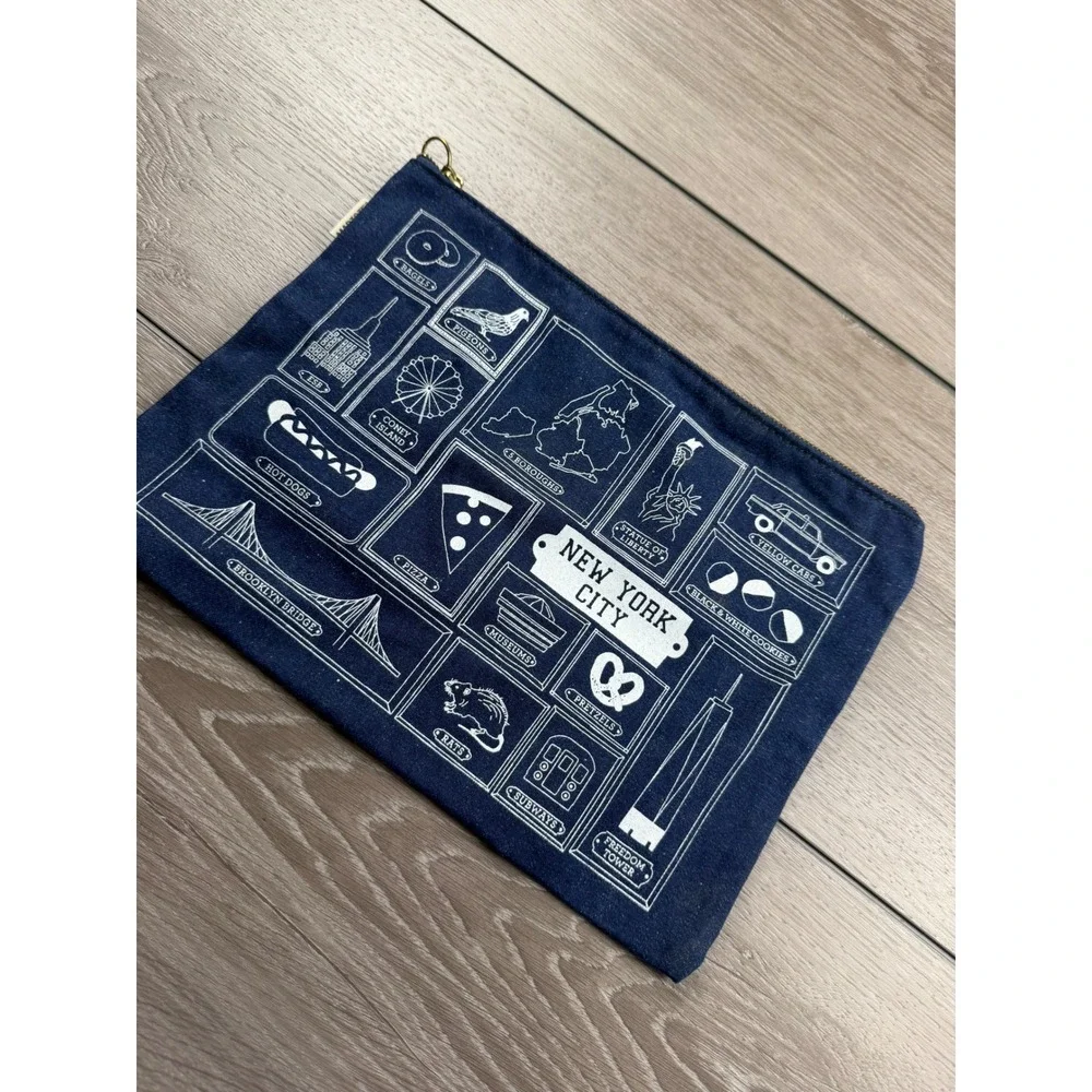 Maptote Unisex Pouch New York City Icon Graphic Denim Navy Blue OS